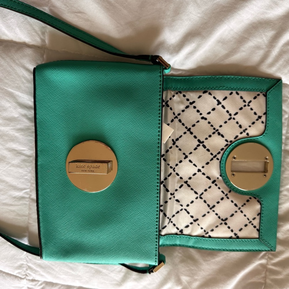 Kate Spade New York Teal Saffiano Leather Crossbody Wallet Clutch - Picture 3 of 11